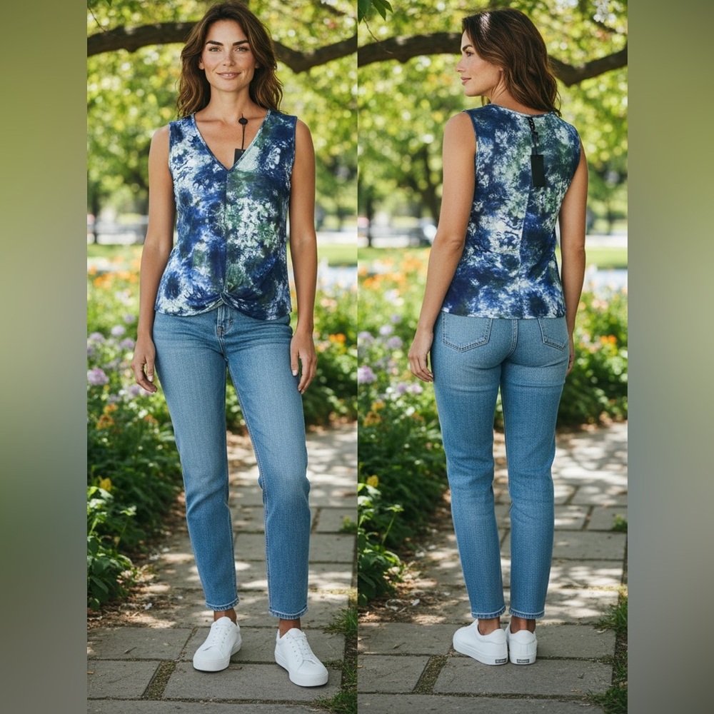 Navy Tie-Dye Women's Tank Top